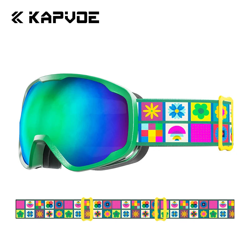 Kapvoe Kids Ski Goggles Anti Fog UV400 Snowboard Mask