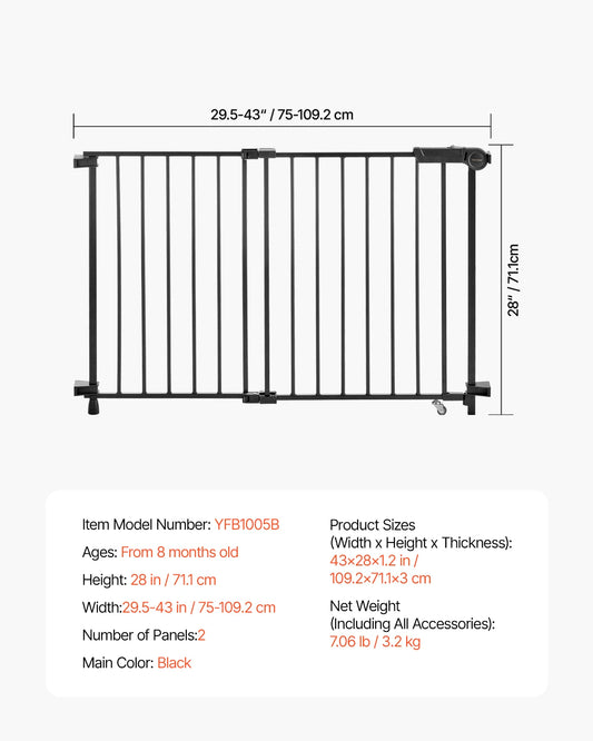 SucceBuy Adjustable Baby Gate for Child and Pet Security