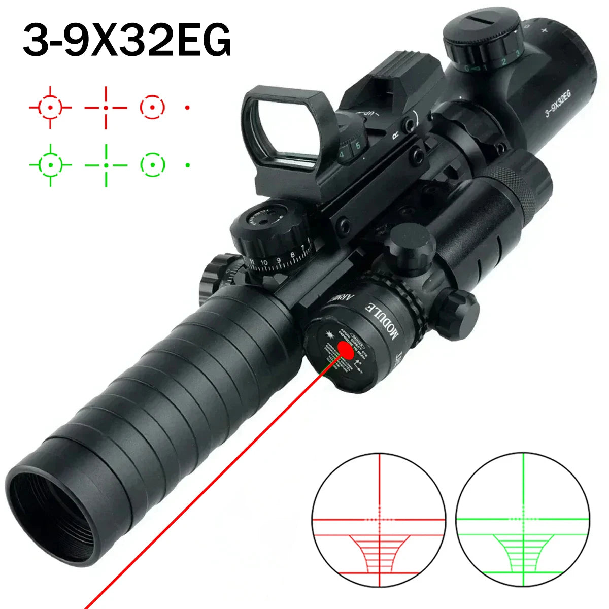 Cross Tactical 3-9X32EG Riflescope Red Green Dot Sight