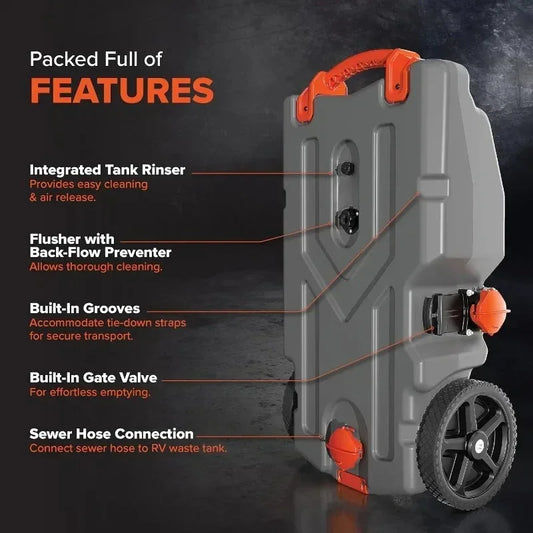 36 Gallon Portable RV Tote Tank with Heavy Duty Wheels