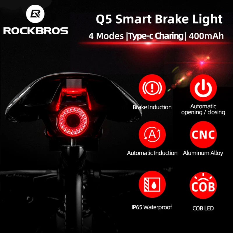 ROCKBROS Smart Auto Brake Sensing Bike Taillight LED Light