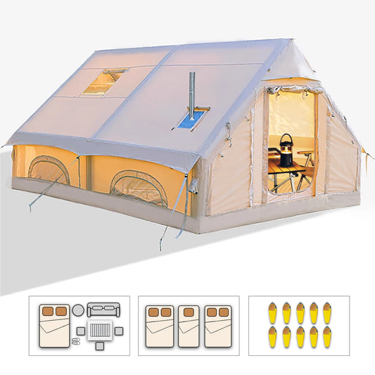 Large Inflatable Camping Tent with Hand Pump Easy Setup Portable Outdoor Tent for 8 Plus Users