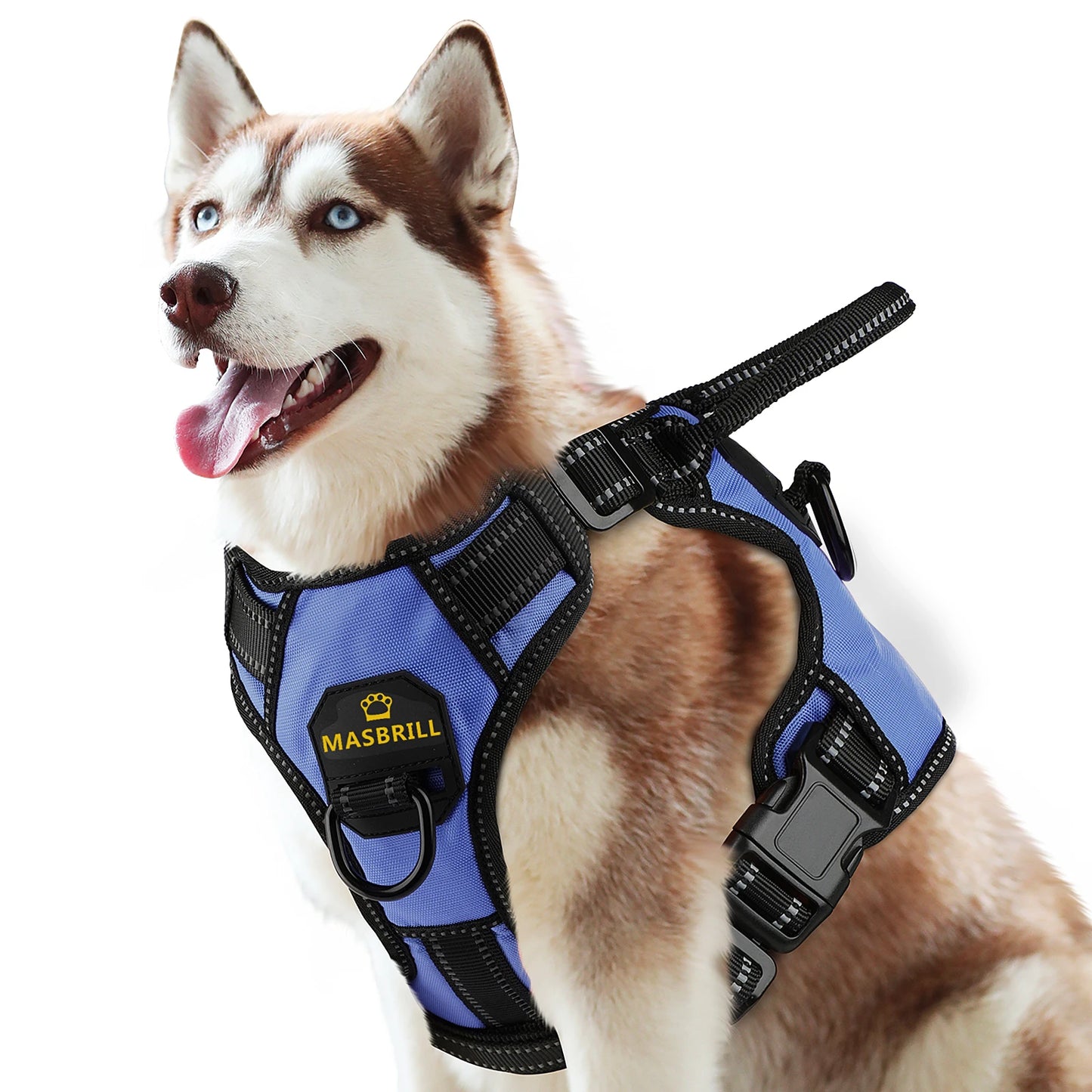 MASBRILLCN Nylon Adjustable No Pull Reflective Dog Harness