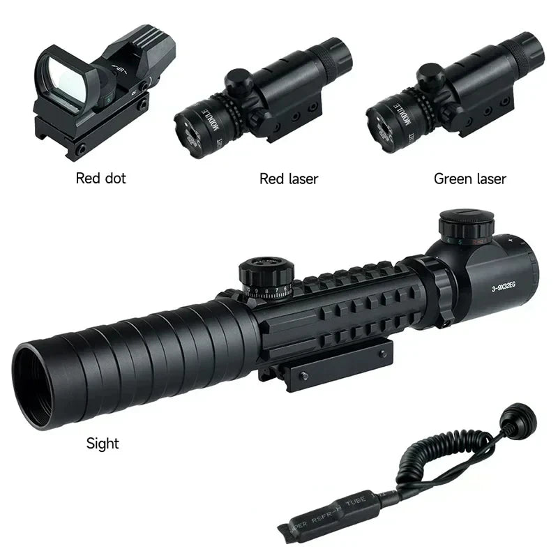 Cross Tactical 3-9X32EG Riflescope Red Green Dot Sight
