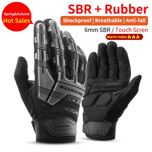 Rockbros Full Finger Cycling Gloves with Shockproof Gel Padding for Winter Outdoor Sports