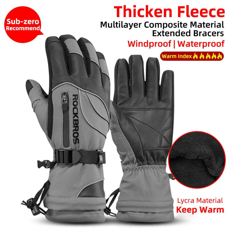 ROCKBROS Waterproof Winter Gloves for Snow Sports and Cycling