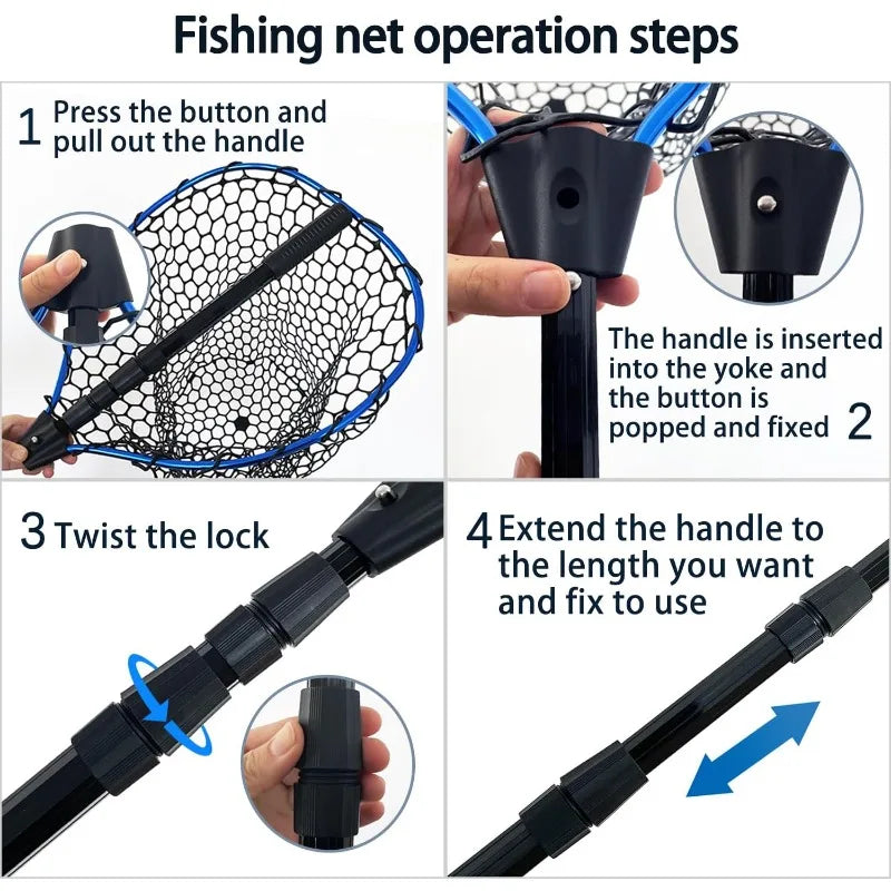 YTYIN Telescoping Aluminum Alloy Fishing Net with Rubber Grip