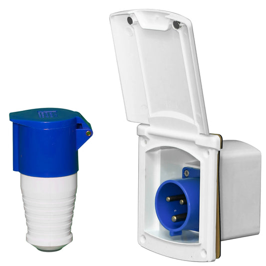 32 Amp RV Inlet Plug and Outlet Box Kit with Connector Protective Cover for Campers