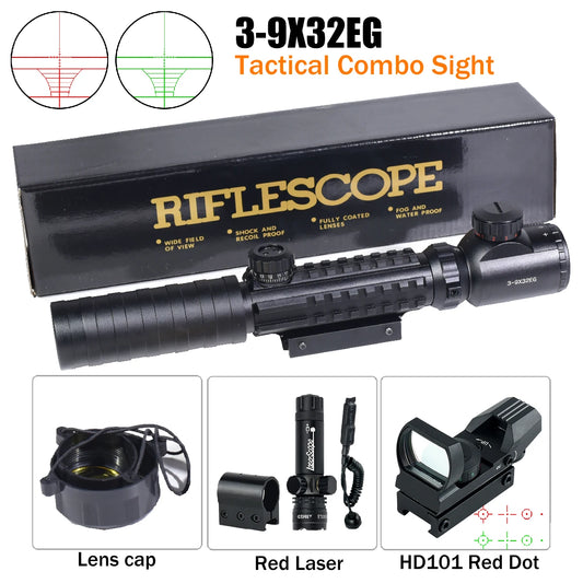 Cross Tactical 3-9X32EG Riflescope Red Green Dot Sight
