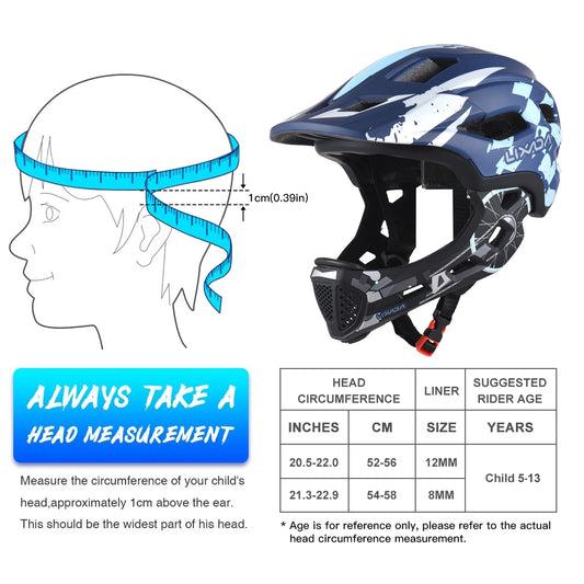 Kids Cycle Helmet Detachable Full Face Adjustable Helmet