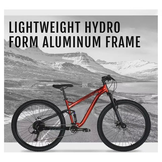 29 Inch Dual Suspension Mountain Bike for Adults Red Color Unisex Design