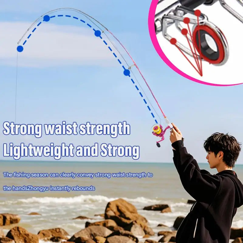 Telescopic Fishing Rod And Reel Combo Portable Travel Kit For Adults And Kids