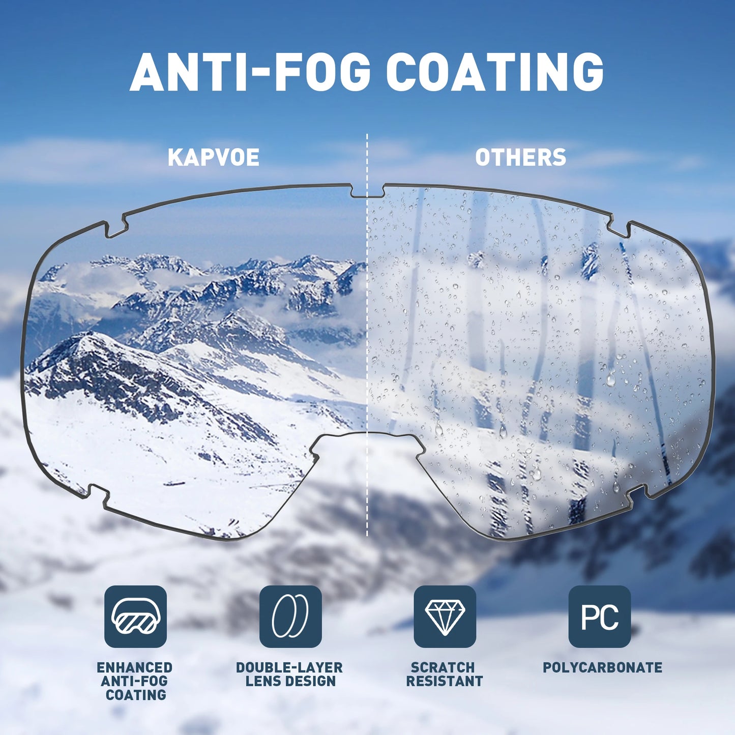 Kapvoe Kids Ski Goggles Anti Fog UV400 Snowboard Mask