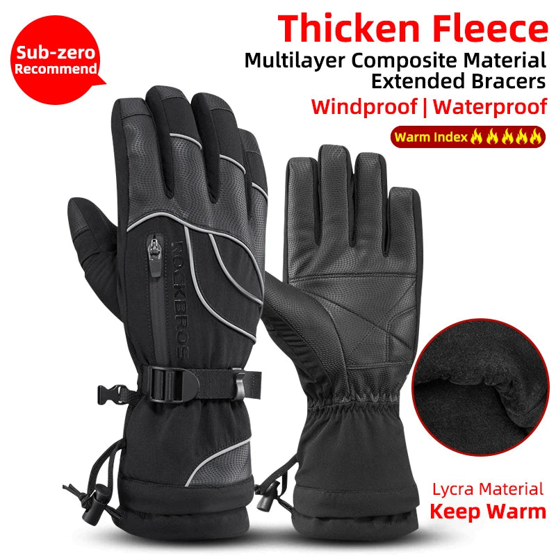 ROCKBROS Waterproof Winter Gloves for Snow Sports and Cycling