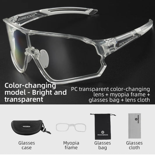 ROCKBROS Photochromic Cycling Sunglasses UV400 Outdoor Eyewear