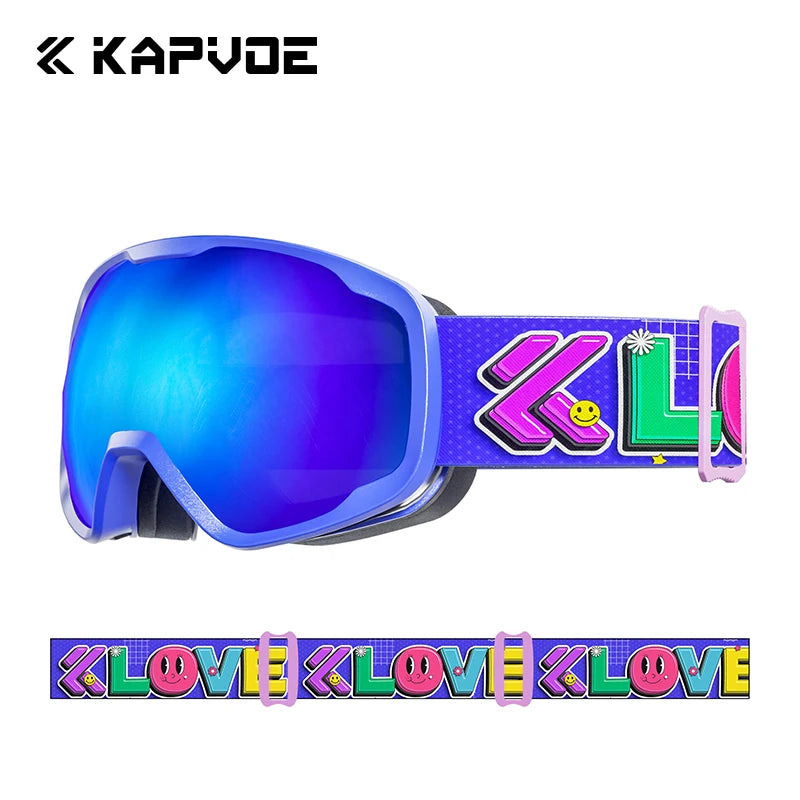 Kapvoe Kids Ski Goggles Anti Fog UV400 Snowboard Mask