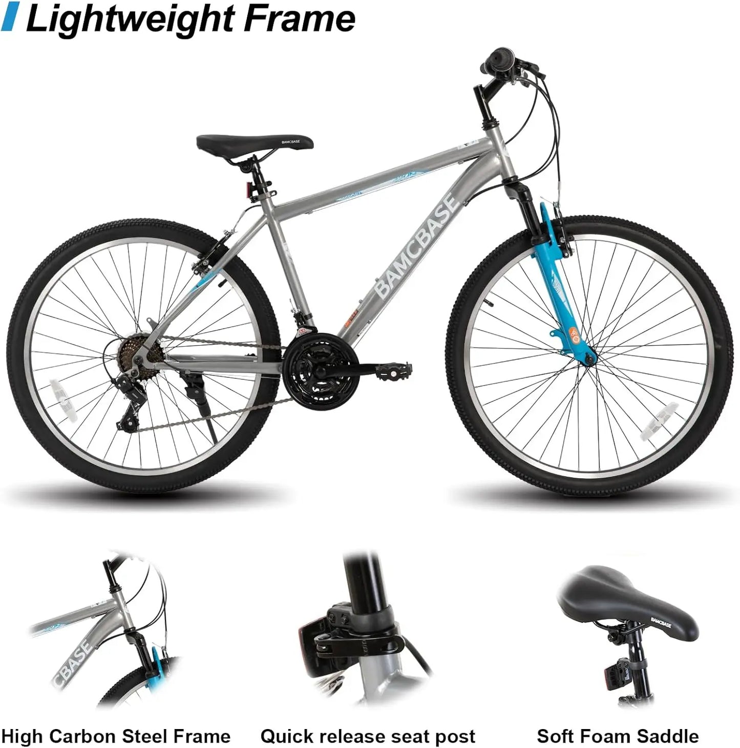 26 27.5 29 Inch Mountain Bike for Men and Women with 21 Speeds and High Carbon Steel Frame