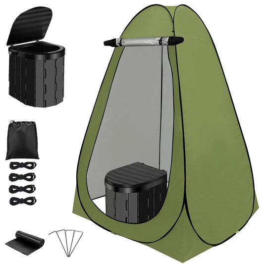 Large Portable Camping Toilet with 1.5m Pop Up Privacy Tent for Outdoor Use